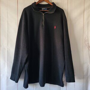 Polo Ralph Lauren Men’s 2XLT ¼ Zip Pullover Sweatshirt, 100% Cotton, Black, Logo